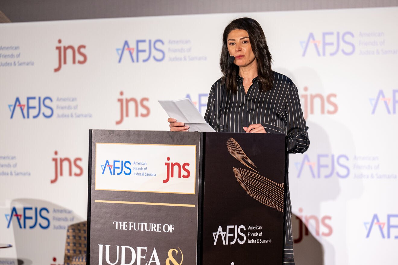 Rawan Osman speaks at "The Future of Judea and Samaria" conference at the Inbal Hotel in Jerusalem on Oct. 29, 2025. Photo by Matt Kaminsky/JNS. Rawan Osman speaks at "The Future of Judea and Samaria" conference at the Inbal Hotel in Jerusalem on Oct. 29, 2025. Photo by Matt Kaminsky/JNS.