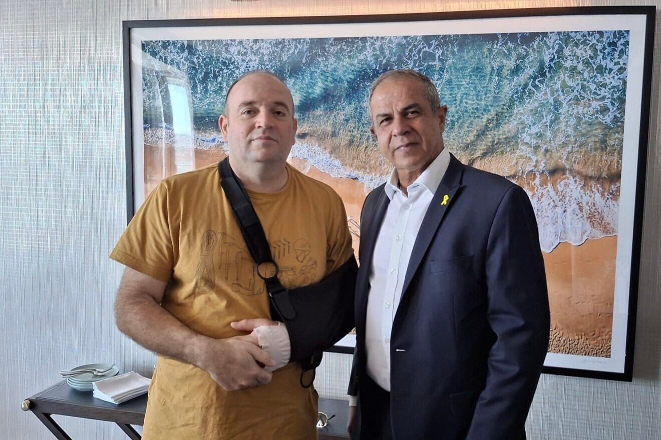Ahmed al Ahmed, left, meets with Israeli Ambassador Amir Maimon in Sydney, Australia, Dec. 29, 2025. Source: @IsraelinOZ/X.