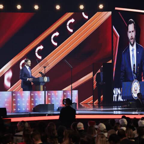 U.S. Vice President JD Vance speaks on the final day of Turning Point USA's annual AmericaFest conference at the Phoenix Convention Center in Arizona on Dec. 21, 2025. Photo by Caylo Seals/Getty Images. U.S. Vice President JD Vance speaks on the final day of Turning Point USA's annual AmericaFest conference at the Phoenix Convention Center in Arizona on Dec. 21, 2025. Photo by Caylo Seals/Getty Images.
