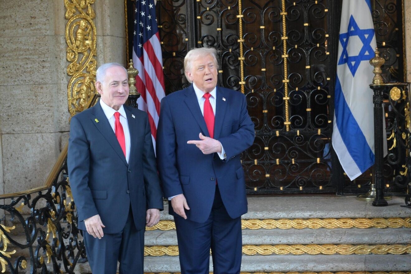 U.S. President Donald Trump and Israeli Prime Minister Benjamin Netanyahu meet at Mar-a-Lago in Palm Beach, Fla., Dec. 29, 2025. Credit: Amos Ben-Gershom/GPO.