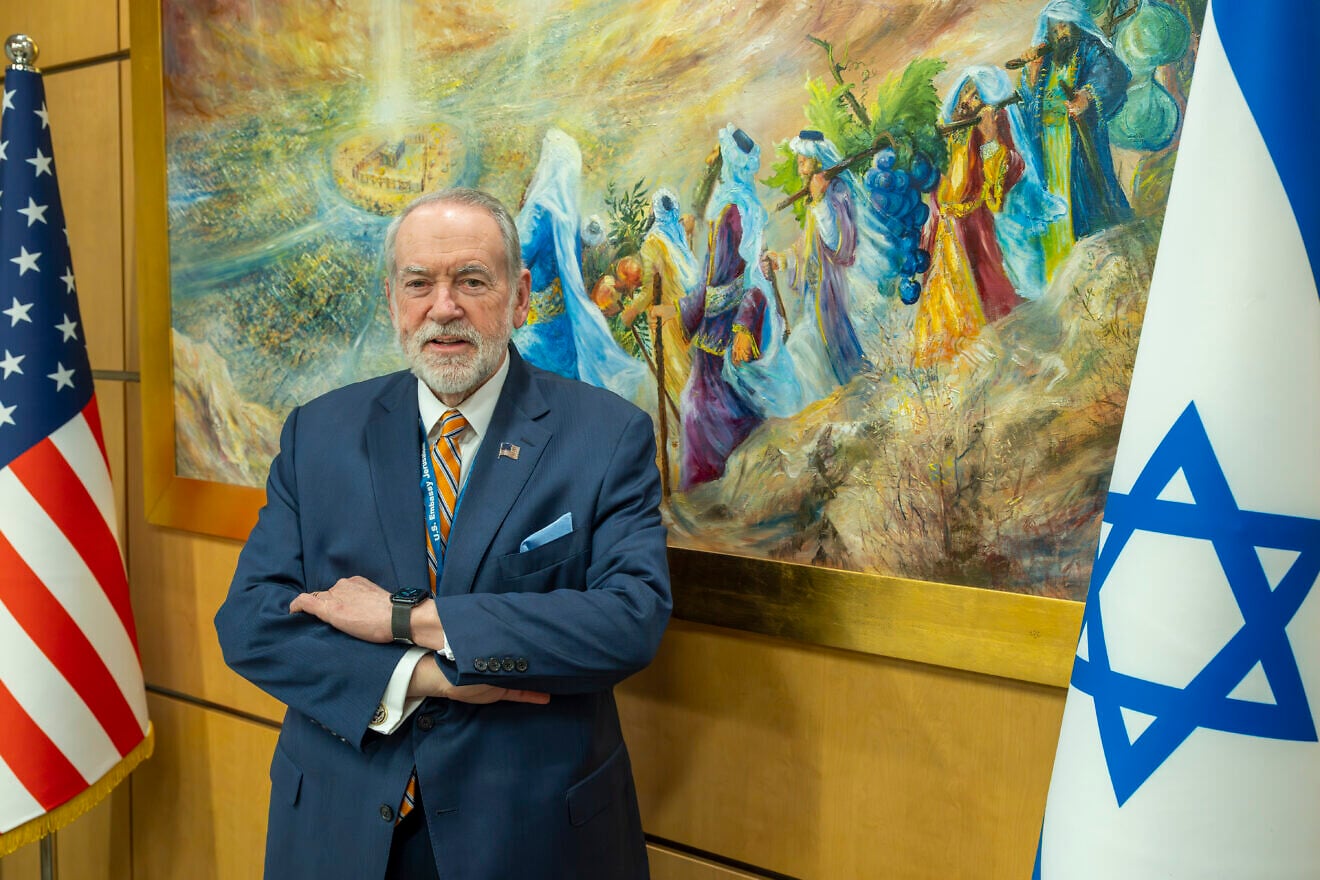 Ambassador to Israel Mike Huckabee during an interview with JNS at the U.S. embassy in Jerusalem on Dec. 18, 2025. Photo by Jim Hollander.